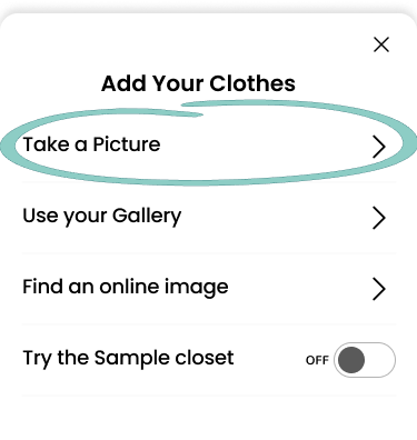 Upload your clothes on Pronti