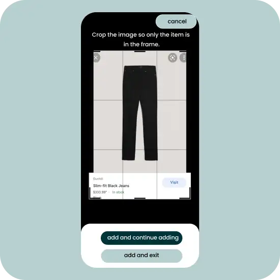 Upload your clothes on Pronti