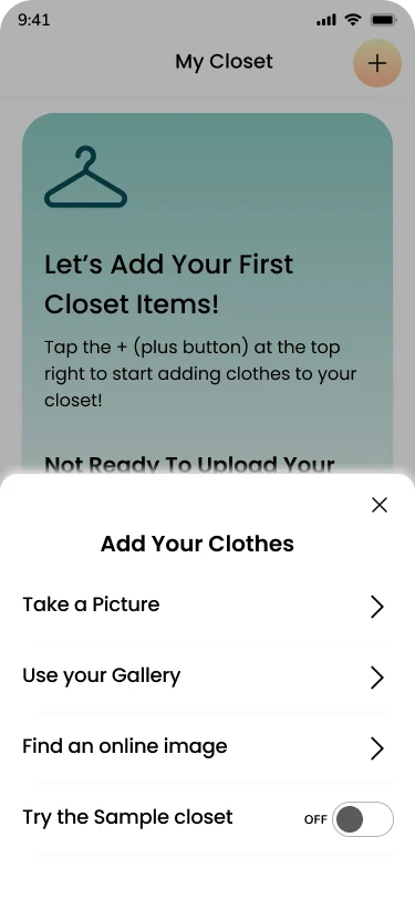 Add your clothes menu