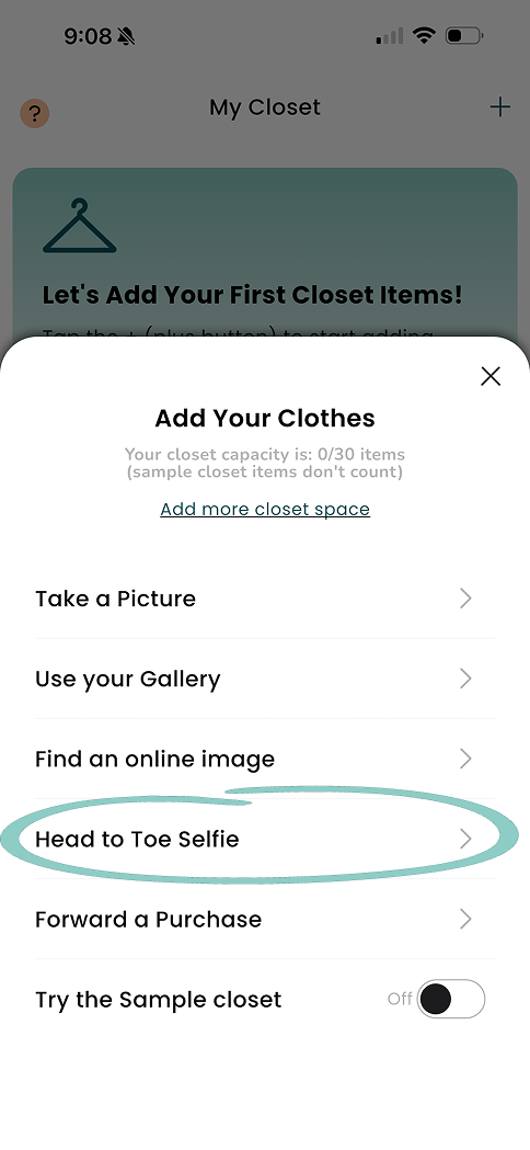 Upload your clothes on Pronti