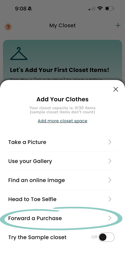 Upload your clothes on Pronti