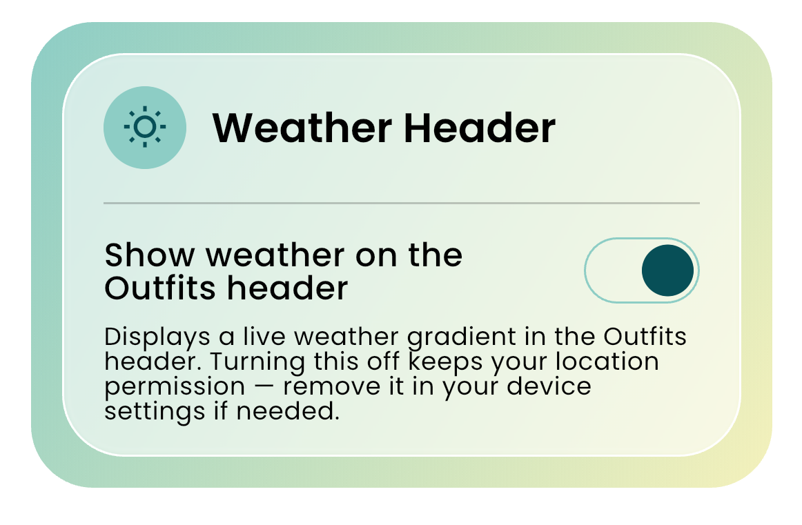 Weather in the Outfits header
